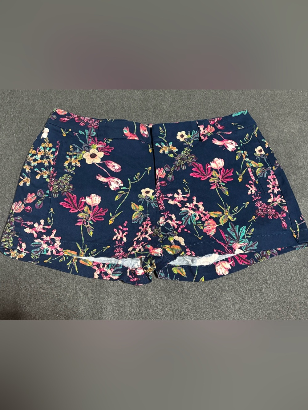 a.n.a Navy Floral High Waist Shorts